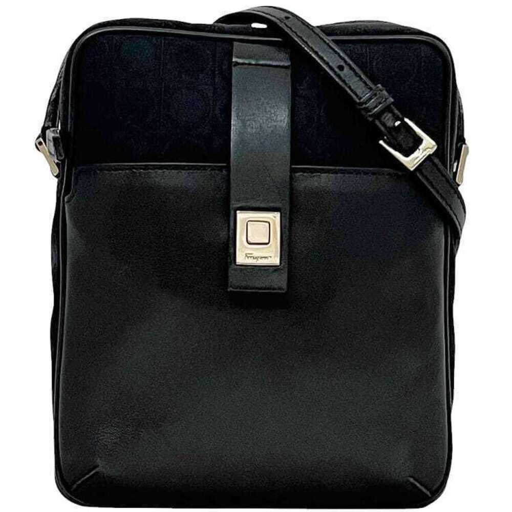 Salvatore Ferragamo Canvas Leather Zipper Crossbody Bag Black